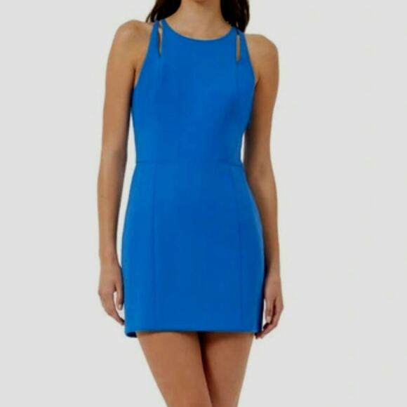 French Connection Cobalt Blue Sleeveless Cut Out Stretch Fit Sheath Dress Sz 10 - Picture 1 of 6